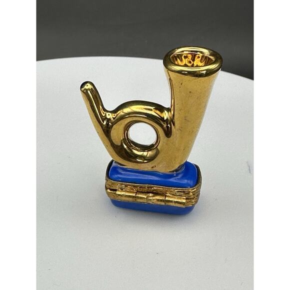 Limoges Peint Main Porcelain Trinket Box Hunting Horn Tiny Fox Signed Limit Ed. - Picture 4 of 11